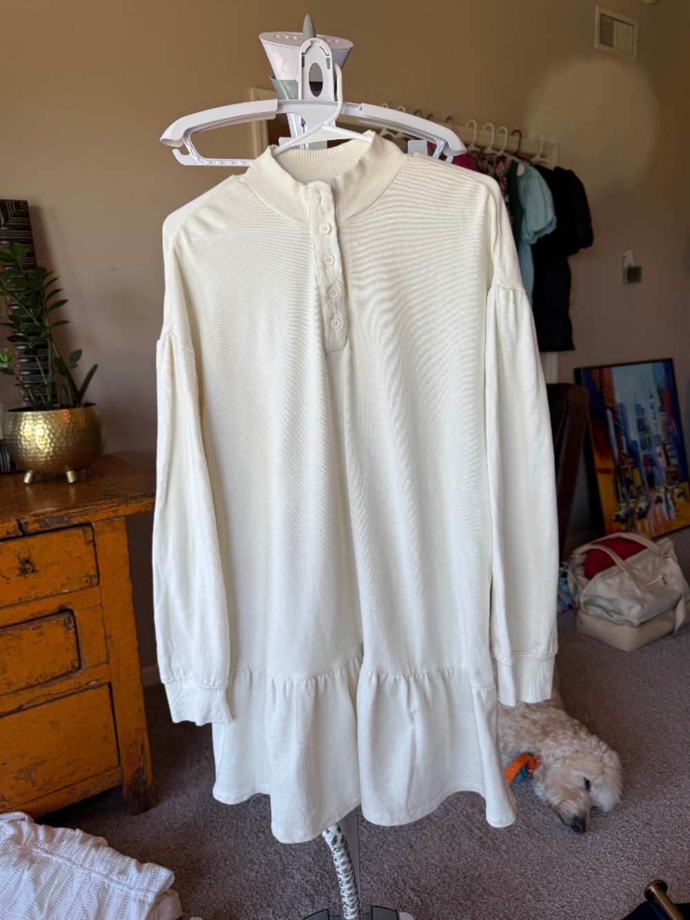 Z Supply Ivory Mock Neck Tiered Mini Dress 🤍